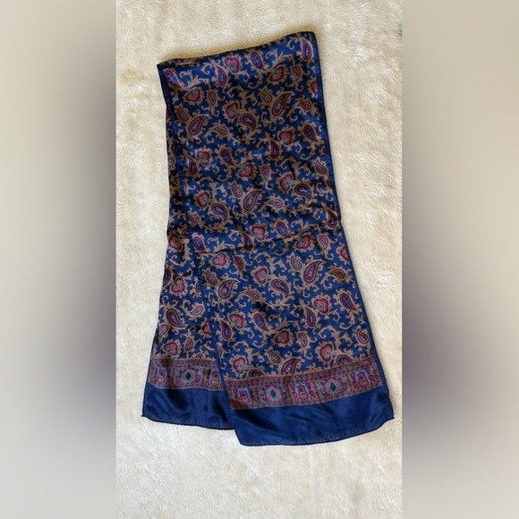 Vintage Silk Scarf Accessories - Vintage FABULOUS multi color paisley unisex silk scarf 52x10